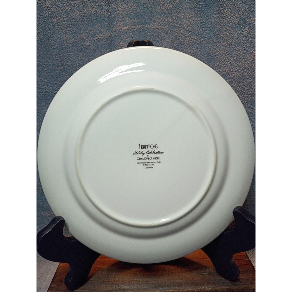 Christopher Radko Traditions Holiday Celebrations Set 4 Dinner Plates Christmas - Picture 8 of 10